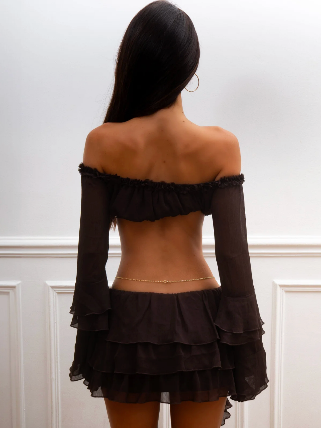 AVIVA SET TOP AND MINI SKIRT CHOCOLATE