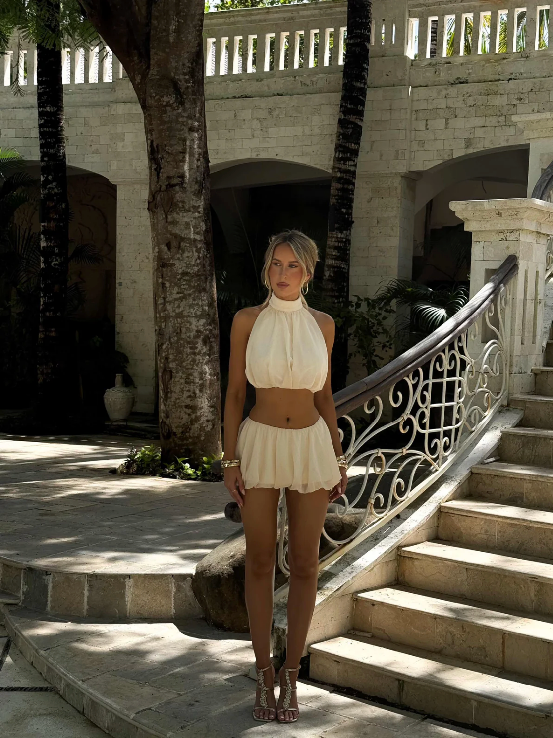 ANAHI SET TOP AND MINI SKIRT BUTTERCREAM