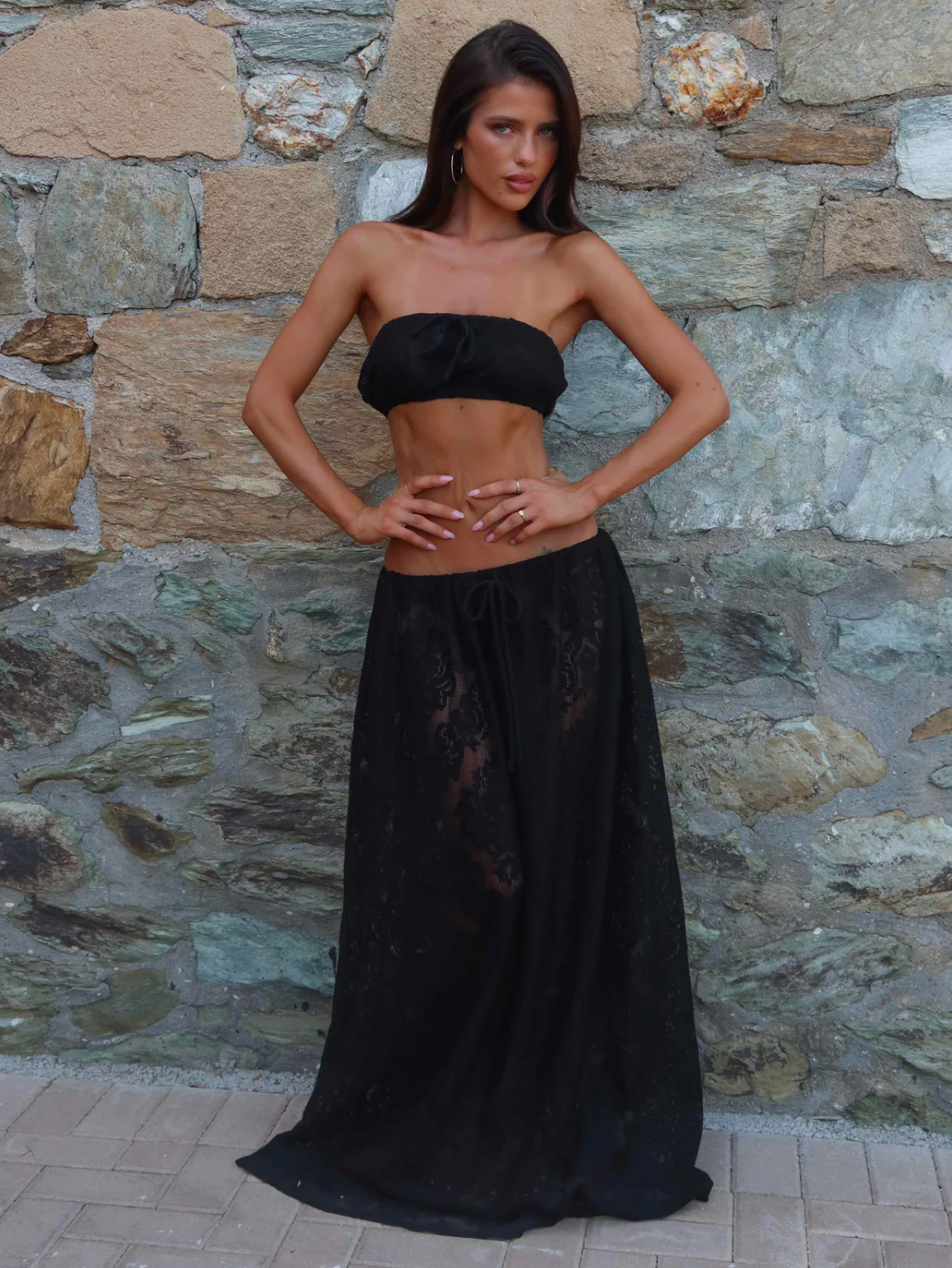 SOREN SET TOP AND MAXI SKIRT BLACK