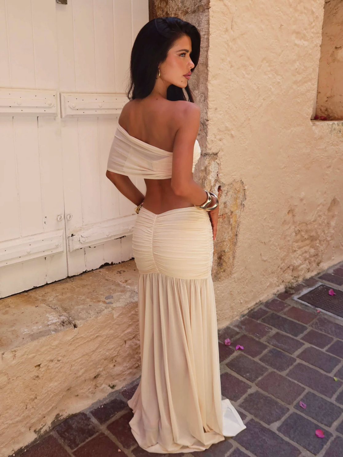 SKYLA SET TOP AND MAXI SKIRT CREAM