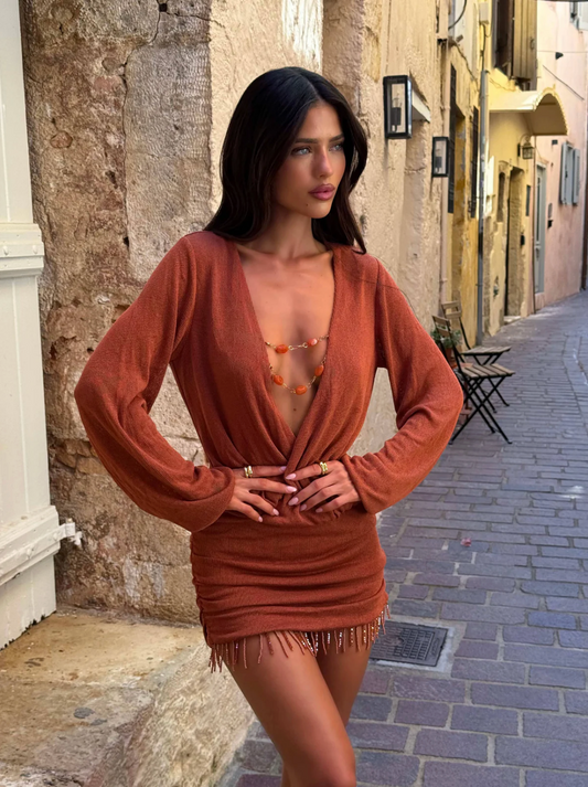 ALIZEE MINI DRESS BURNT ORANGE